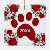 ポインセチア花アイビー葉ズクリスマスペット写真 セラミックオーナメント (裏面)