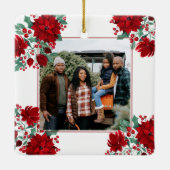 ポインセチア花アイビー葉ズクリスマス写真 セラミックオーナメント (裏面)