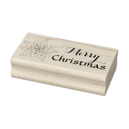 ポインセチア花イラストレーションメリークリスマス ラバースタンプ