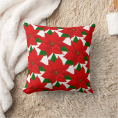 ポインセチア花オンホワイト クッション (ブランケット)