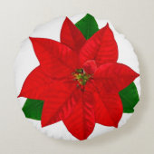 ポインセチア花オンホワイト ラウンドクッション (裏面)