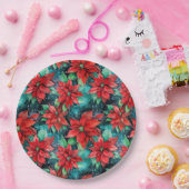 ポインセチア花クラシック咲きクリスマスフローラ ペーパープレート (パーティー)