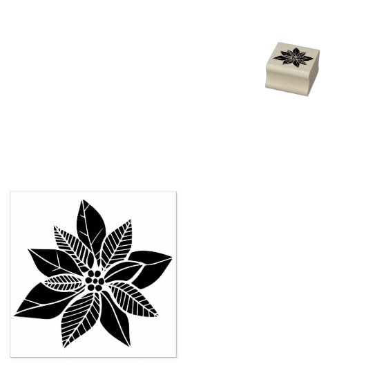 ポインセチア花クリスマス冬の休日 ラバースタンプ (押印)