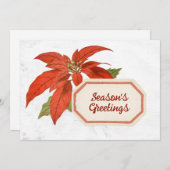 ポインセチア花シーズンのグリーティングクリスマスレッド シーズンカード (正面/裏面)