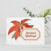ポインセチア花シーズンのグリーティングクリスマスレッド シーズンカード (スタンド正面)