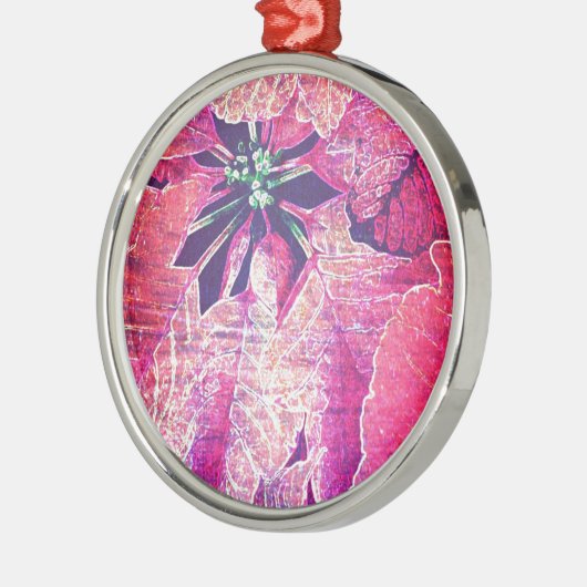 ポインセチア花デジタルアート メタルオーナメント (左)