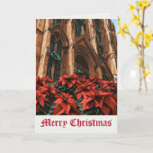 ポインセチア花中世メリークリスマス カード (黄色い花)