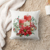ポインセチア花付きキャンドルセンターピース クッション (ブランケット)