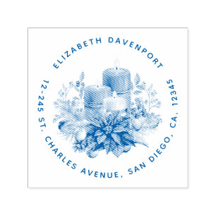 ポインセチア花付きキャンドルセンターピース セルフインキングスタンプ