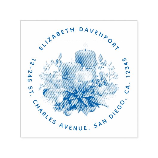 ポインセチア花付きキャンドルセンターピース セルフインキングスタンプ (デザイン)