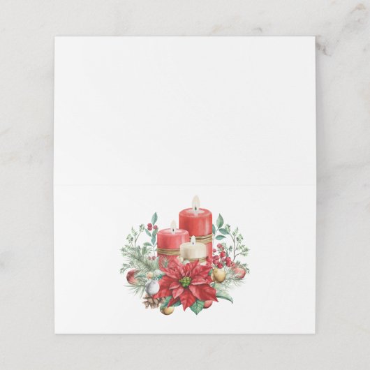 ポインセチア花付きキャンドルセンターピース プレイスカード (外部開封)