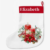 ポインセチア花付きキャンドルセンターピース ラージクリスマスストッキング (裏面)