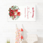 ポインセチア花付きキャンドルセンターピース 横断幕 (インサイチュ)