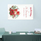 ポインセチア花付きキャンドルセンターピース 横断幕 (トレードショー)