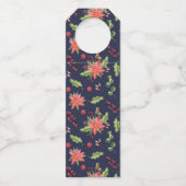 ポインセチア花束パターンモダンタイポグラフィ ボトルネックタグ (裏面)