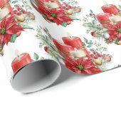 ポインセチア花柄キャンドルセンターピース ラッピングペーパー (ロールコーナー)