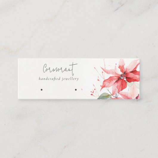 ポインセチア花模様クリスマスバスケスタッドホルダー スキニー名刺 (正面)