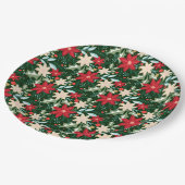 ポインセチア花葉と休日 ペーパープレート (アングル)
