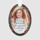 ポインセチア花誇りを持った祖父母の写真名 オーナメント (正面)