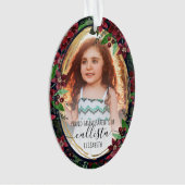 ポインセチア花誇りを持った祖父母の写真名 オーナメント (正面)