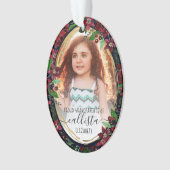 ポインセチア花誇りを持った祖父母の写真名 オーナメント (正面)