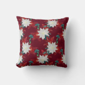 ポインセチア花赤と緑のクリスマスフローラ クッション (正面)