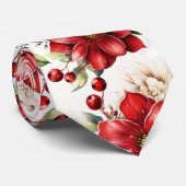ポインセチア花赤花柄の女性男性 ネクタイ (ロール)
