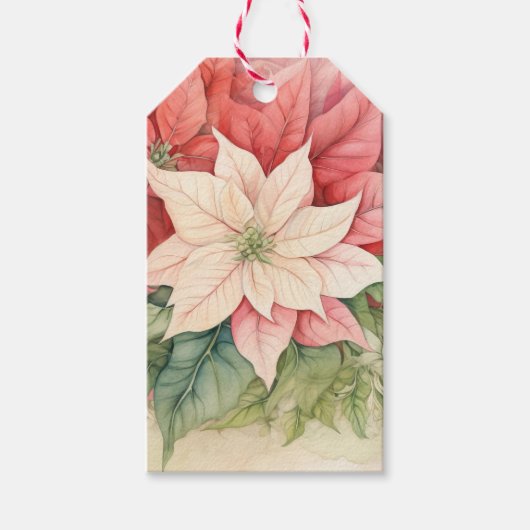 ポインセチア花 ギフトタグ (正面)