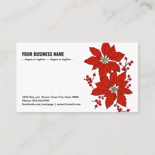 ポインセチア花 名刺 (裏面)