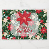 ポインセチア葉フラワーズホリデークリスマスミニ スパークリングワインラベル (シングルラベル)