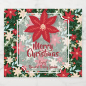 ポインセチア葉フラワーズホリデークリスマス スパークリングワインラベル (シングルラベル)