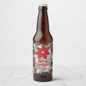 ポインセチア葉フラワーズホリデークリスマス ビールラベル (正面)