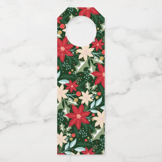 ポインセチア葉フラワーズホリデークリスマス ボトルネックタグ (裏面)