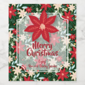 ポインセチア葉フラワーズホリデークリスマス ワインラベル (シングルラベル)