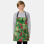 ポインセチア葉モミフローラクリスマス | エプロン (着用した状態)
