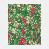 ポインセチア葉モミフローラクリスマス | フリースブランケット (正面)