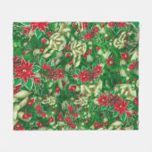ポインセチア葉モミフローラクリスマス | フリースブランケット (正面(横))