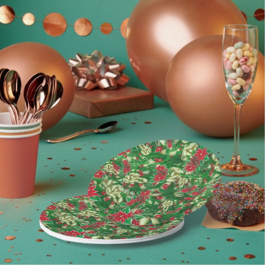 ポインセチア葉モミフローラクリスマス | ペーパープレート (複数)