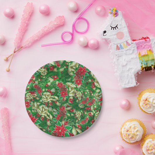 ポインセチア葉モミフローラクリスマス | ペーパープレート (パーティー)