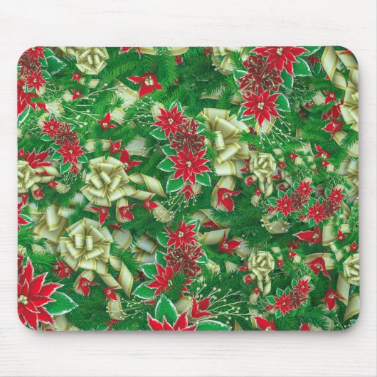 ポインセチア葉モミフローラクリスマス | マウスパッド (正面)