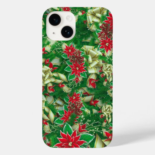 ポインセチア葉モミフローラクリスマス | Case-Mate iPhoneケース (裏面)