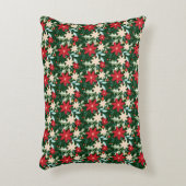 ポインセチア葉花とクリスマス アクセントクッション (正面(垂直))