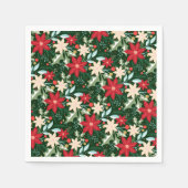 ポインセチア葉花とクリスマス スタンダードカクテルナプキン (正面)