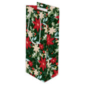 ポインセチア葉花とクリスマス ワインギフトバッグ (正面アングル)