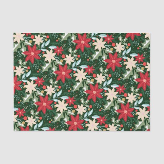 ポインセチア葉花とクリスマス 薄葉紙 (正面)