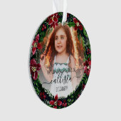 ポインセチア誇りを持ったリース祖父母の写真名 オーナメント (正面)