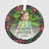ポインセチア誇りを持ったリース祖父母の写真名 オーナメント (裏面)
