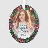 ポインセチア誇りを持ったリース祖父母の写真名 オーナメント (正面)
