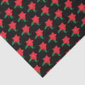 ポインセチア赤いクリスマスの花の模様（黒） 薄葉紙 (詳細)