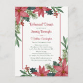 ポインセチア赤いクリスマスフローラリハーサルディナー インビテーションポストカード (正面)